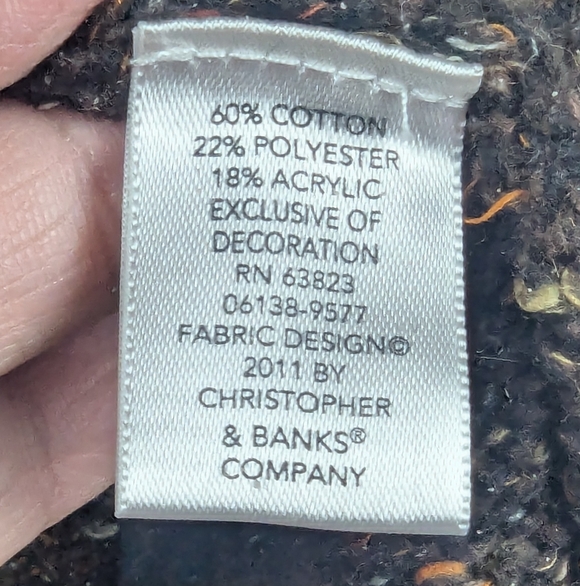 Christopher & Banks XL Hand Embroidered Brown Cardigan Sweater With Pumpkins - Picture 7 of 10